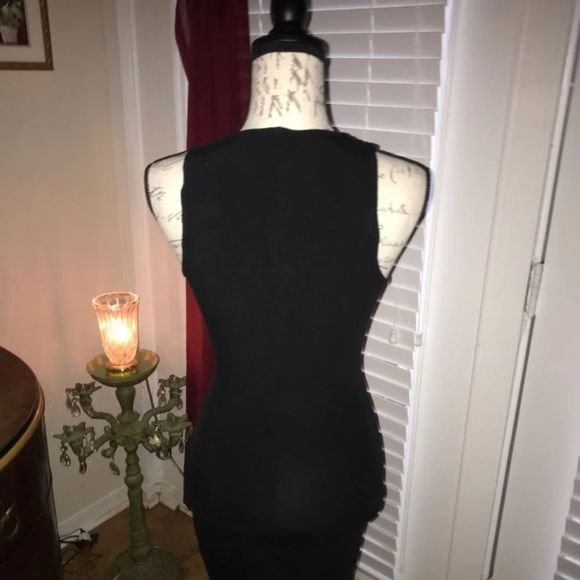 STUNNING BLACK WITH BLUE LEATHER DRESS - Picture 5 of 6